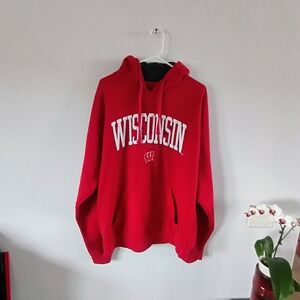 J. America Red Wisconsin Hoodie Sweater